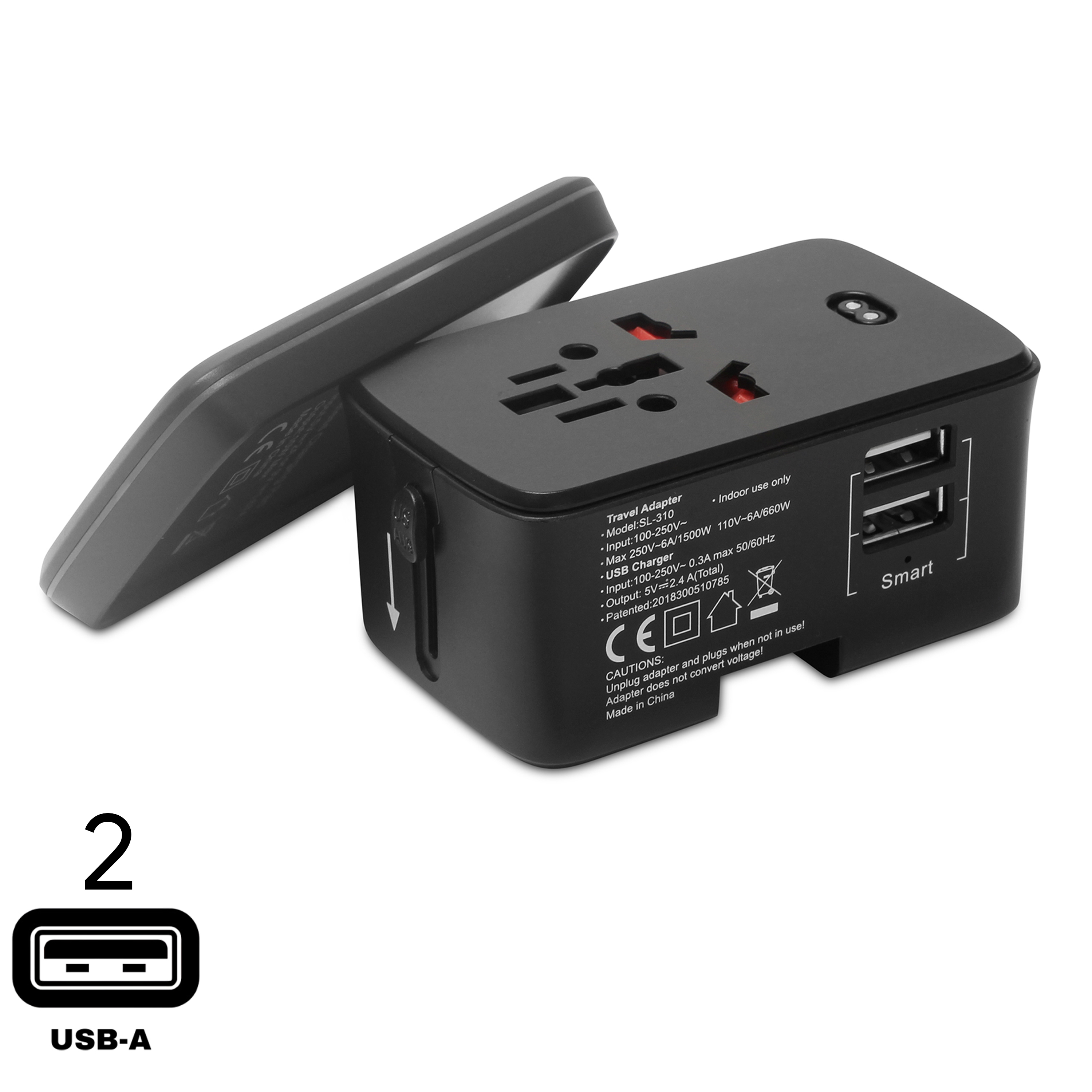 2-In-1 Travel Adaptor with Removable Wireless Charger Top