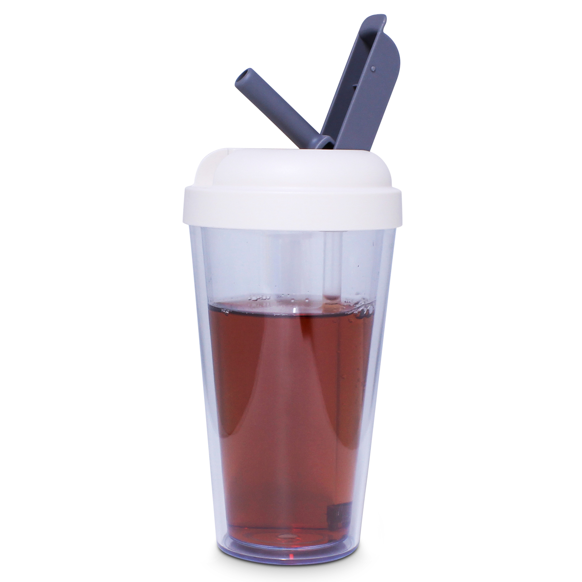 420ml Clear Double Wall Tumbler with Straw