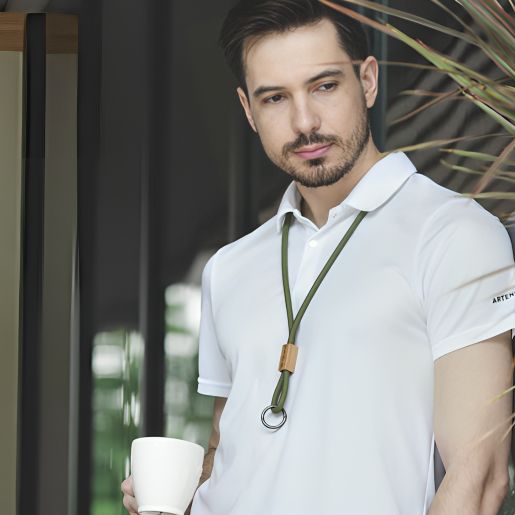 RPET Lanyard with Bamboo Slider 