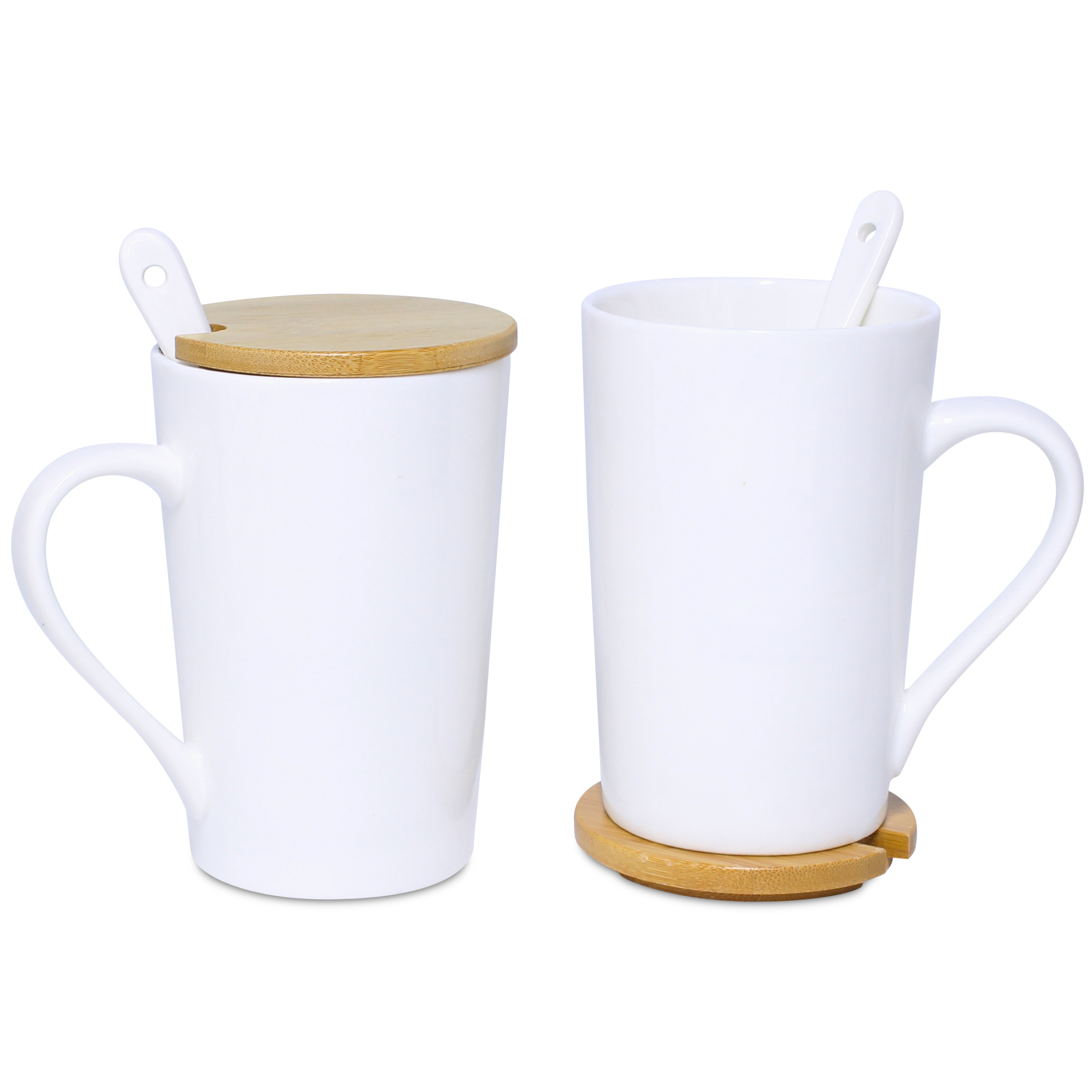 400ml Ceramic Mug with Wooden Lid / Coaster