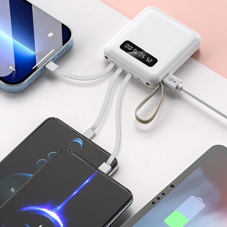 10,000mAh Compact Powerbank with Cables 