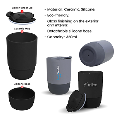 320ml MUSHI Ceramic Mug with Silicone Base