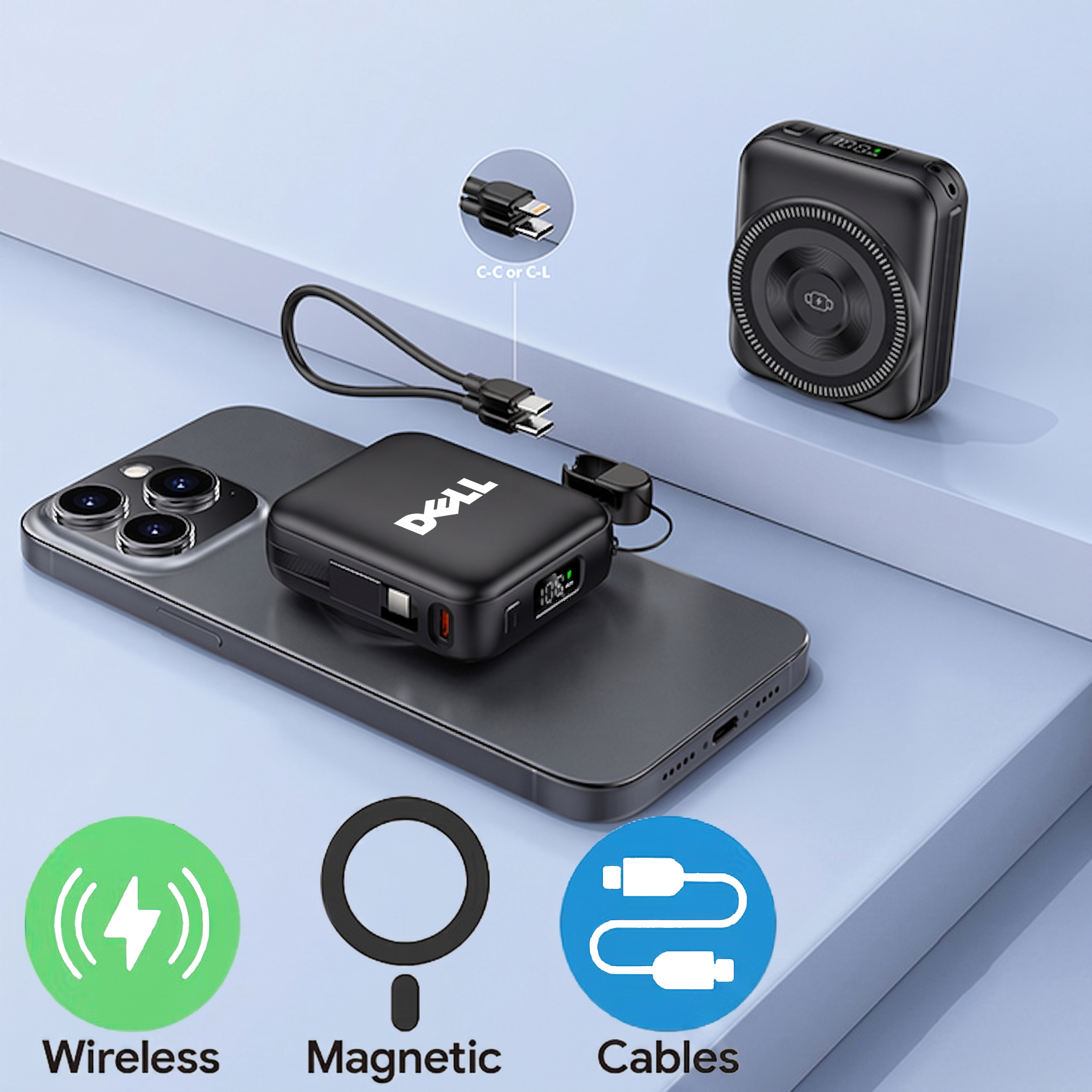 10,000mAh Nexa 3-in-1 Wireless Powerbank with Build-in Cable 