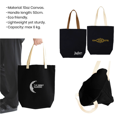 Colour Strip Black Canvas Bag – 10oz (340x310x100)