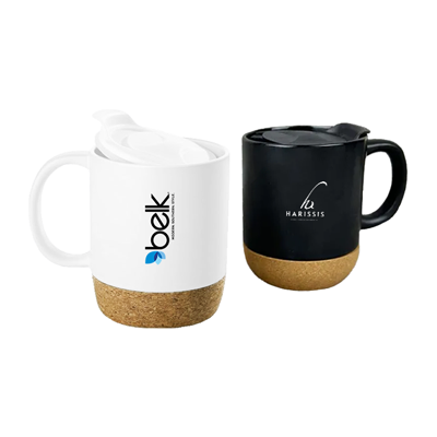 400ml CORK 2 Tone Ceramic Mug with Cover