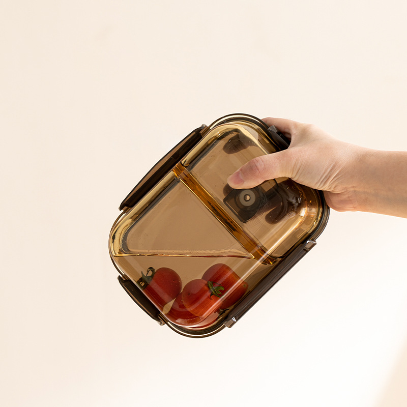 1.05L Amber Glass Lunch Box with 2 Compartments 