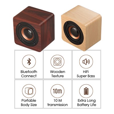 Mini Wooden PURE Sound Bluetooth Speaker - 800mAh Battery