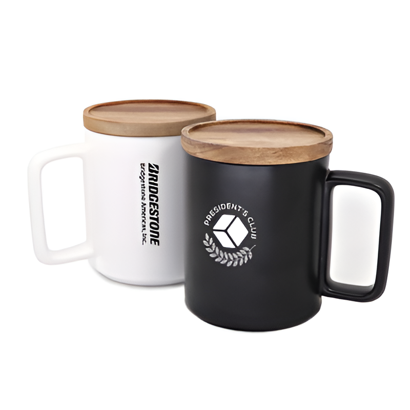 	450ml Wooden Cap Ceramic Mug