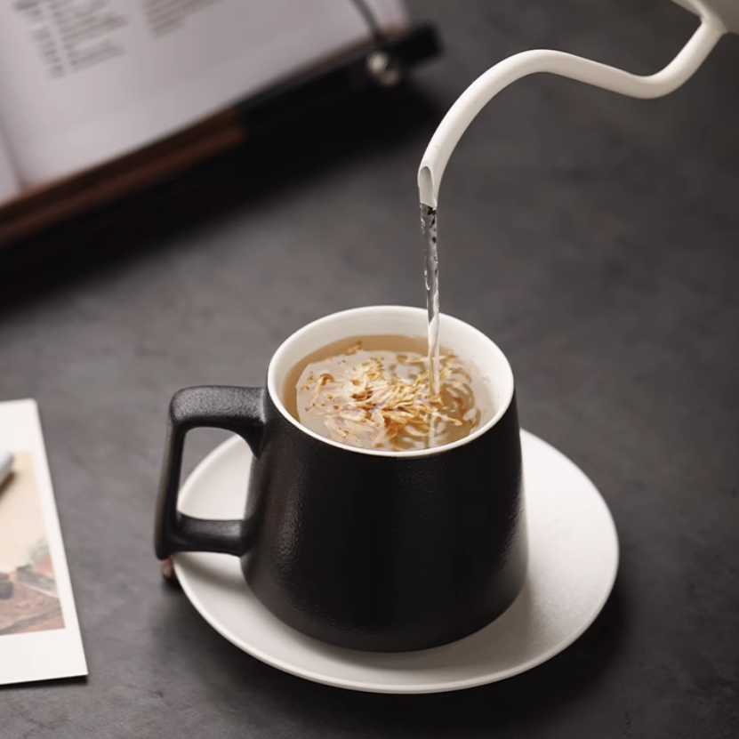 350ml Stone Ceramic Mug with Lid 