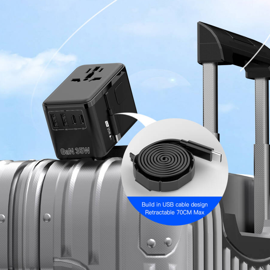 	35W Bon Travel Adaptor with Retractable Cable