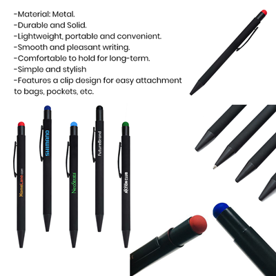 COLOUR Press Action Metal Ball Pen with Stylus