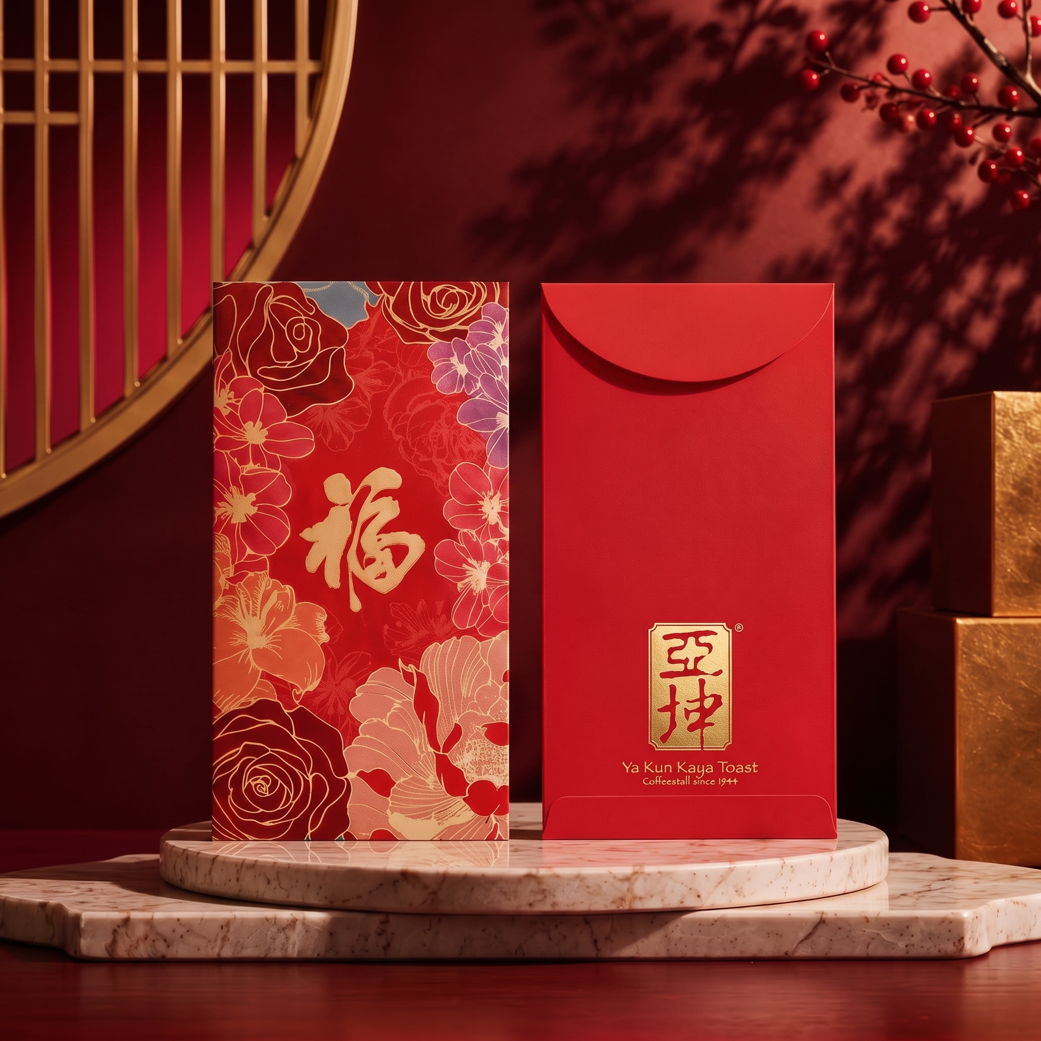 Golden Blessing in Bloom Red Packet - Red Packet (Ang Bao)