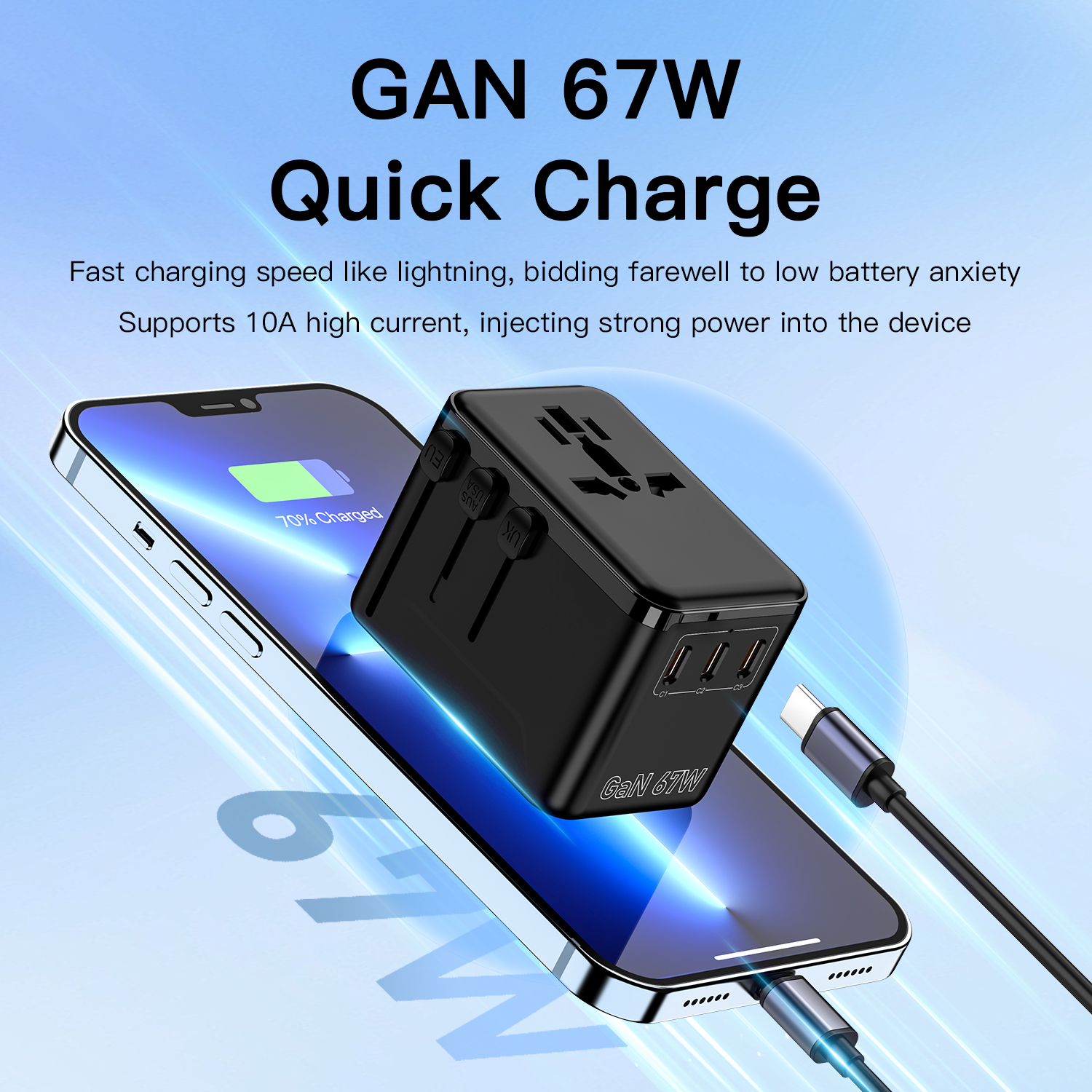 67W GaN Vago Travel Adaptor