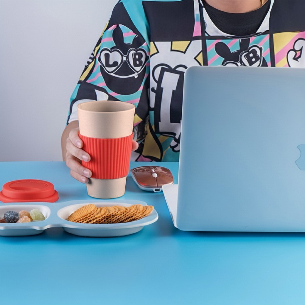 400ml Bamboo Fibre Mug with Lid & Sleeve