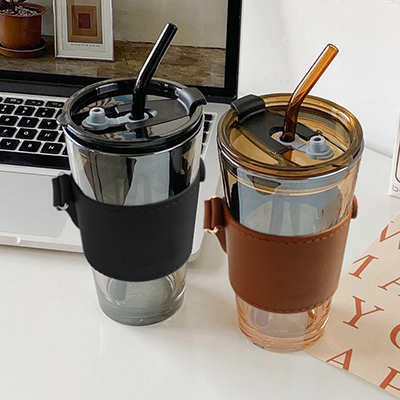 450ml MONTE 3 Premium Color Glass Mug with PU Sleeve