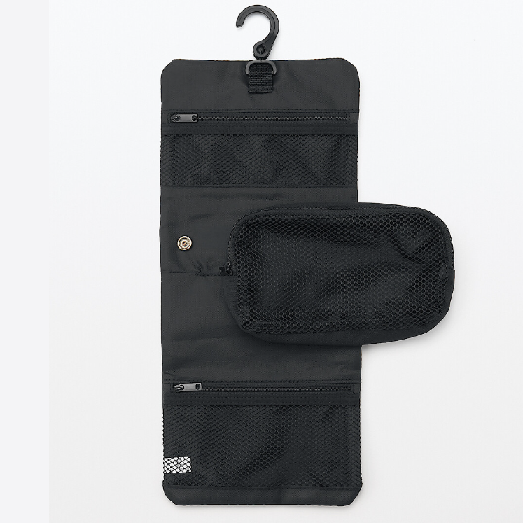 Slim Hanging Toiletry Bag with Detachable Pouch 