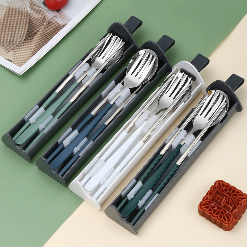 Stainless Steel Cutlery Set with Phone Holder 