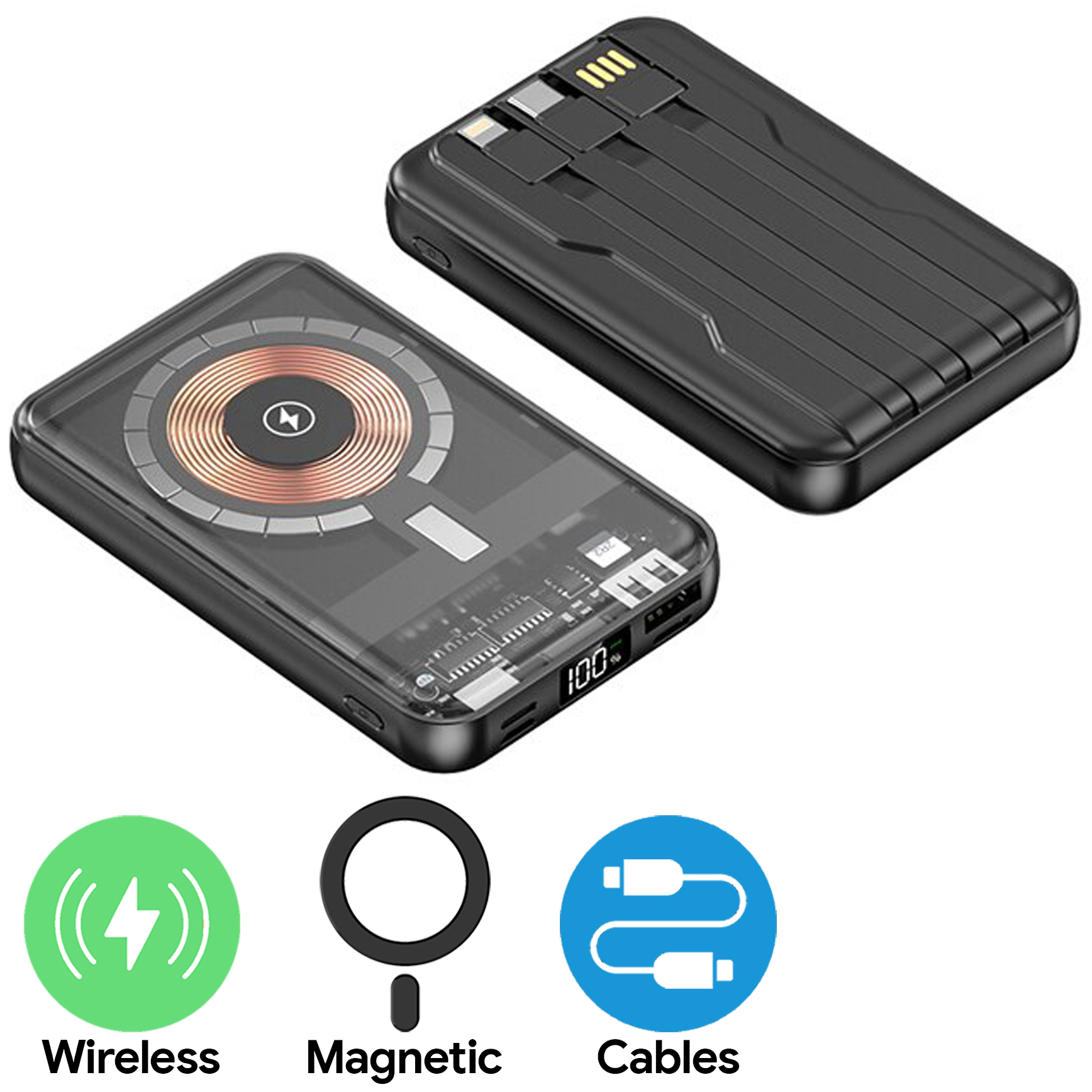 10,000mAh Transparent Wireless Powerbank 