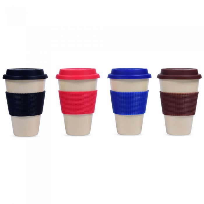 400ml Bamboo Fibre Mug with Lid & Sleeve 