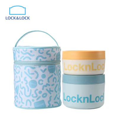 Lock&Lock 330ml+530ml Round Fresh-keeping Bento Box 3-Piece Set