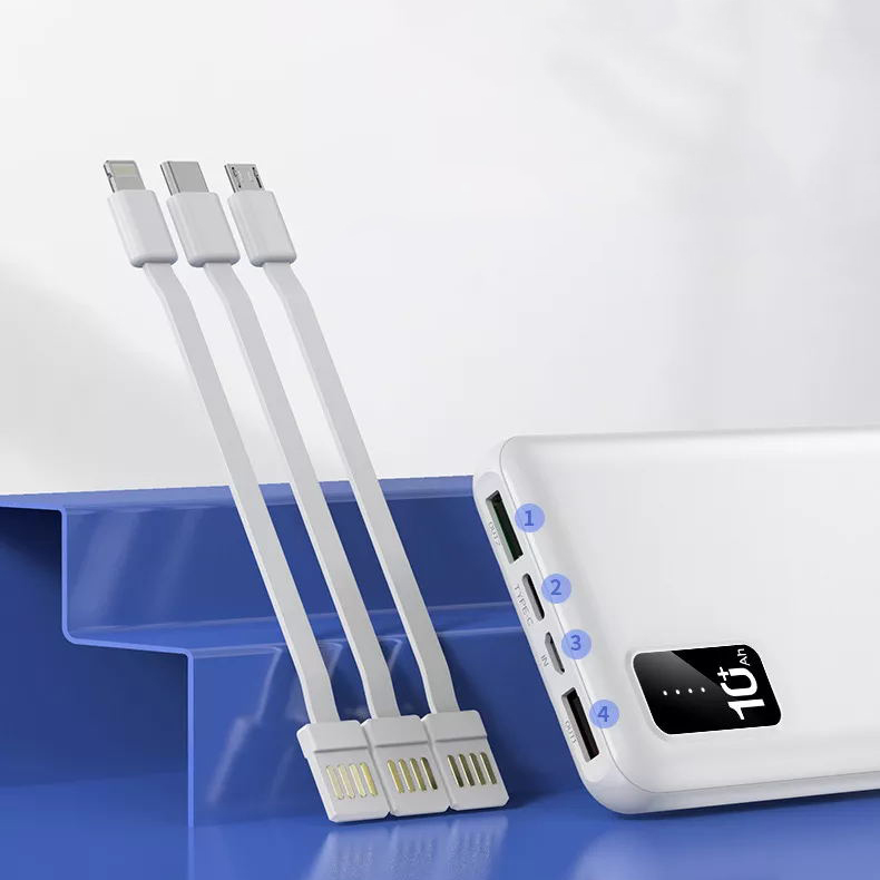 10000mAh Powerbank with Built-In Cables