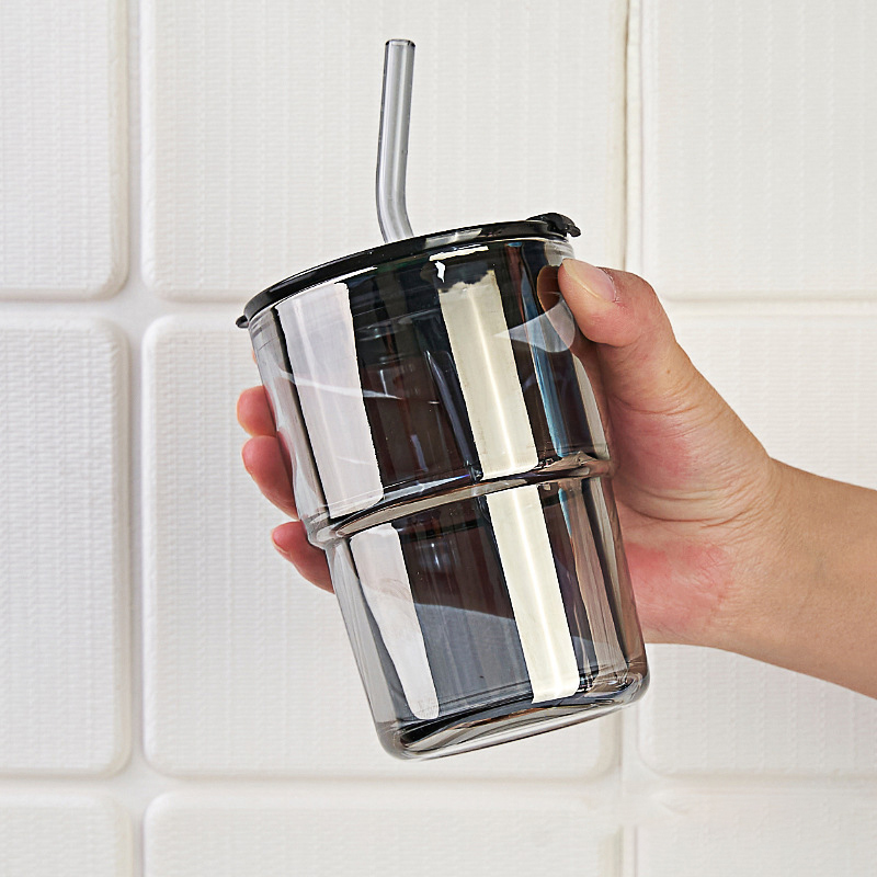 400ml Glass Cup Tumbler  with Straw 