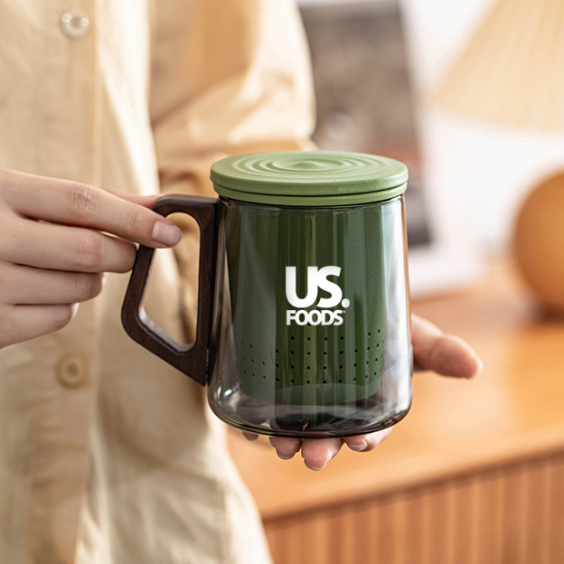 400ml Jade Glass Cup with Tea Strainer 