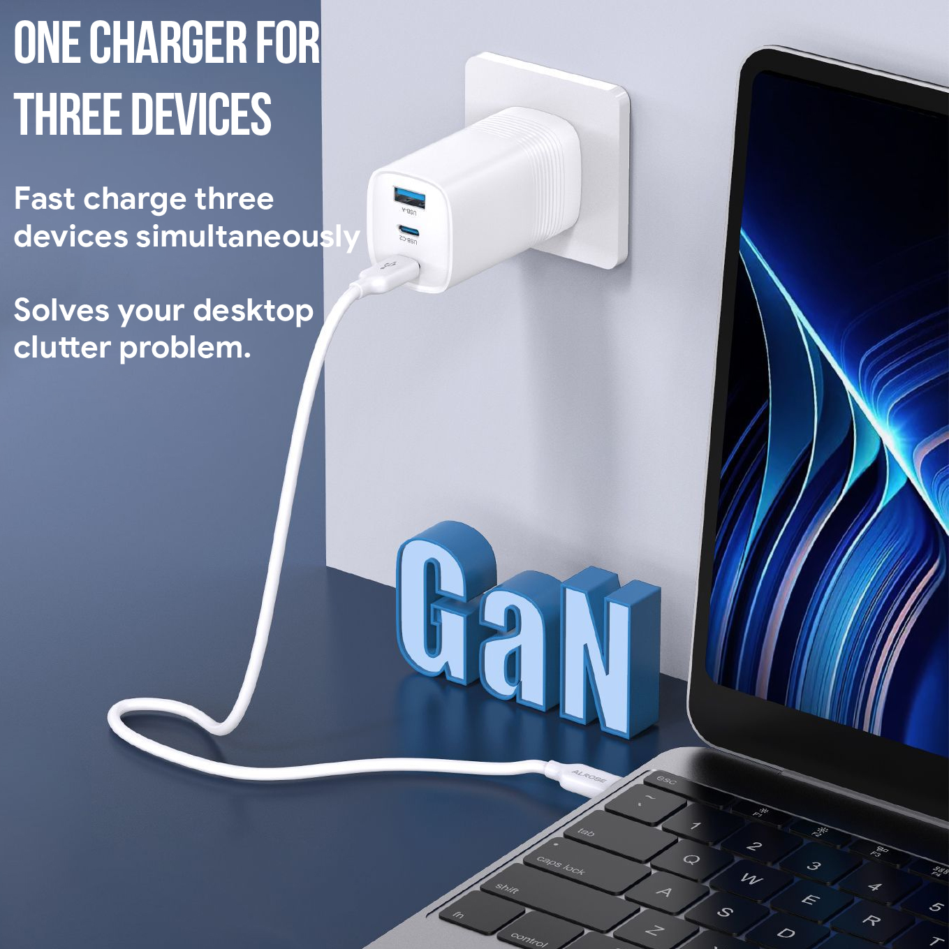 65W Wally GaN Travel Adaptor cum Wall Charger