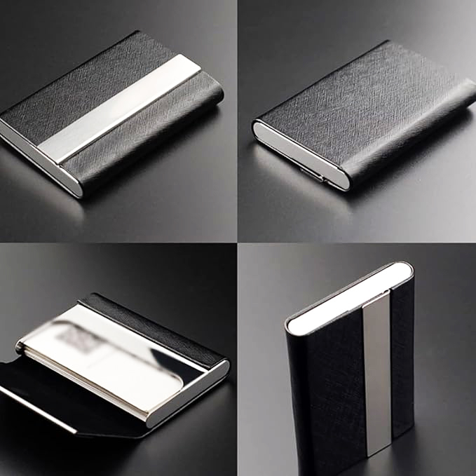 Stripe PU Name Card Holder 