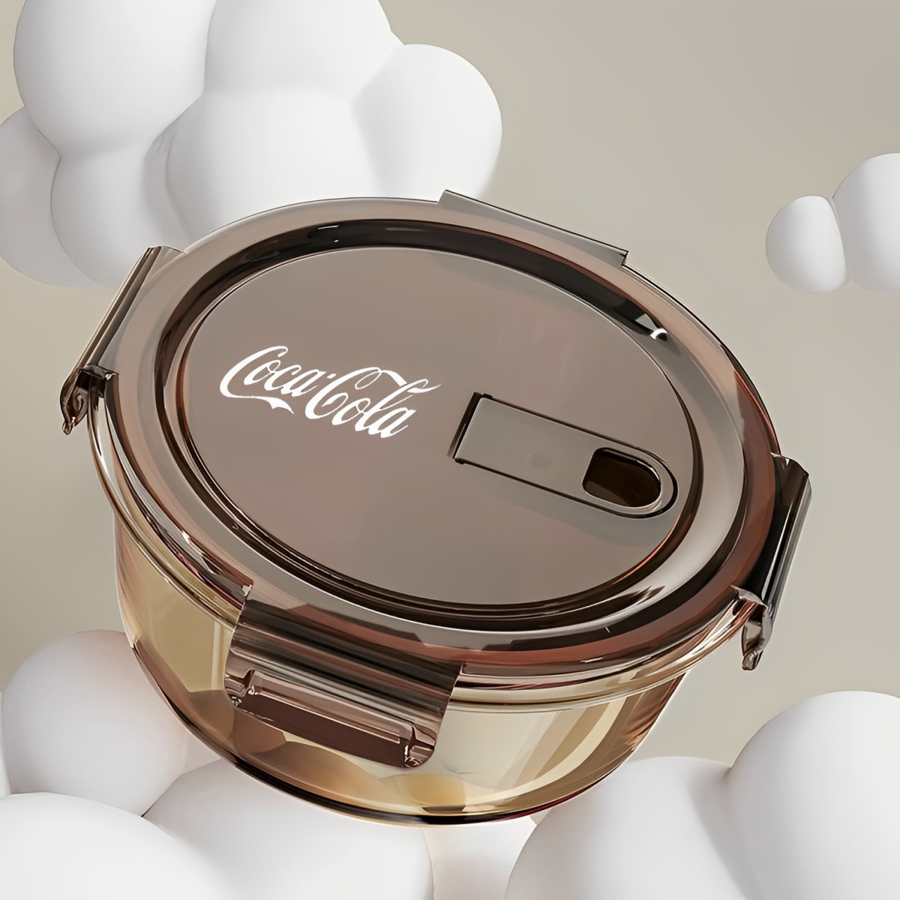 1.05L Amber Round Glass Lunch Box 