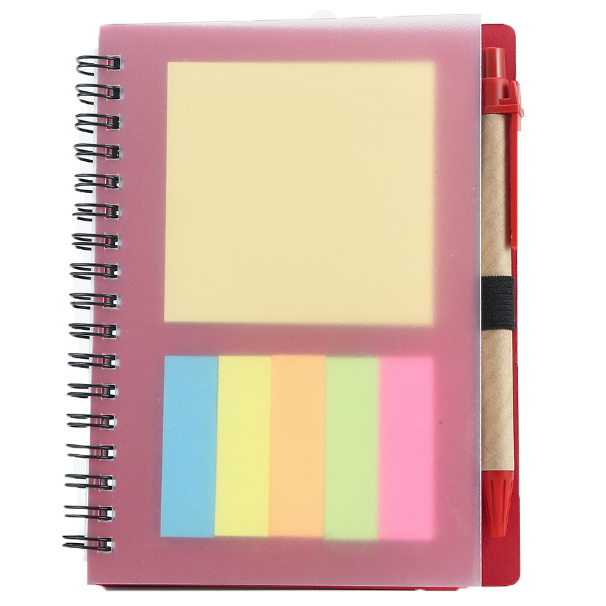 Frosted Cover Notepad with Sticky Notes, Coloured Tabs & Pen
