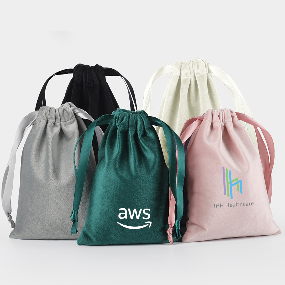 Essential Velvet Drawstring Pouch with Ribbon