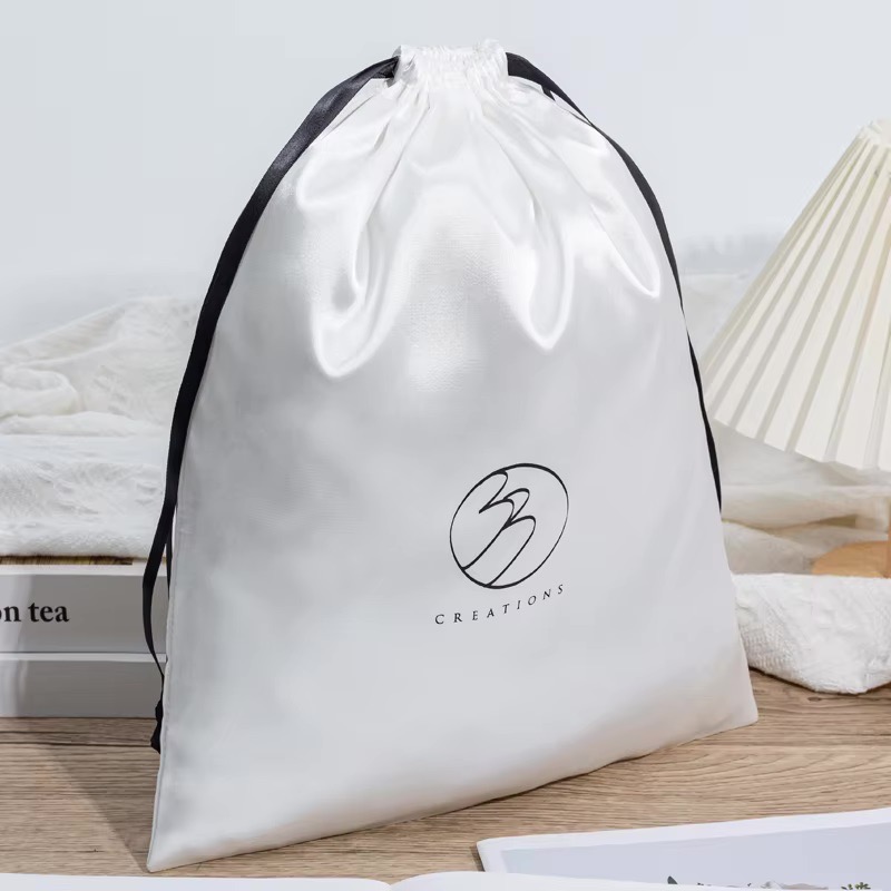 Grand Satin Drawstring Pouch with Ribbon