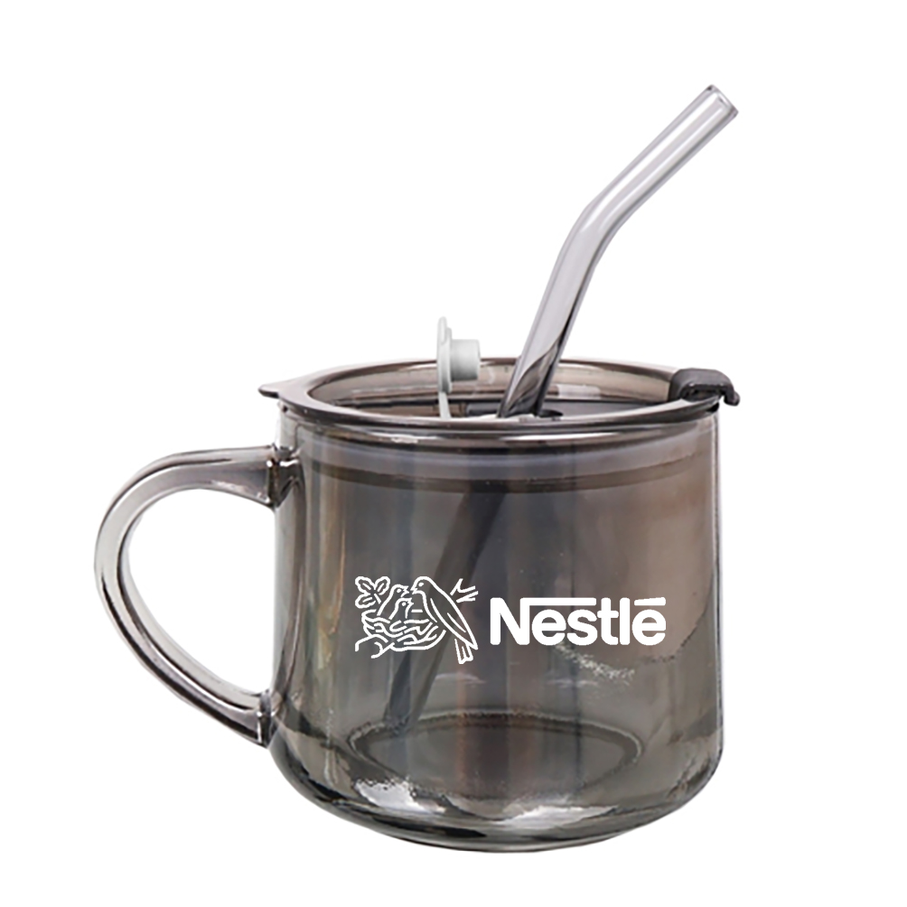 380ml Lora Glass Mug with Straw