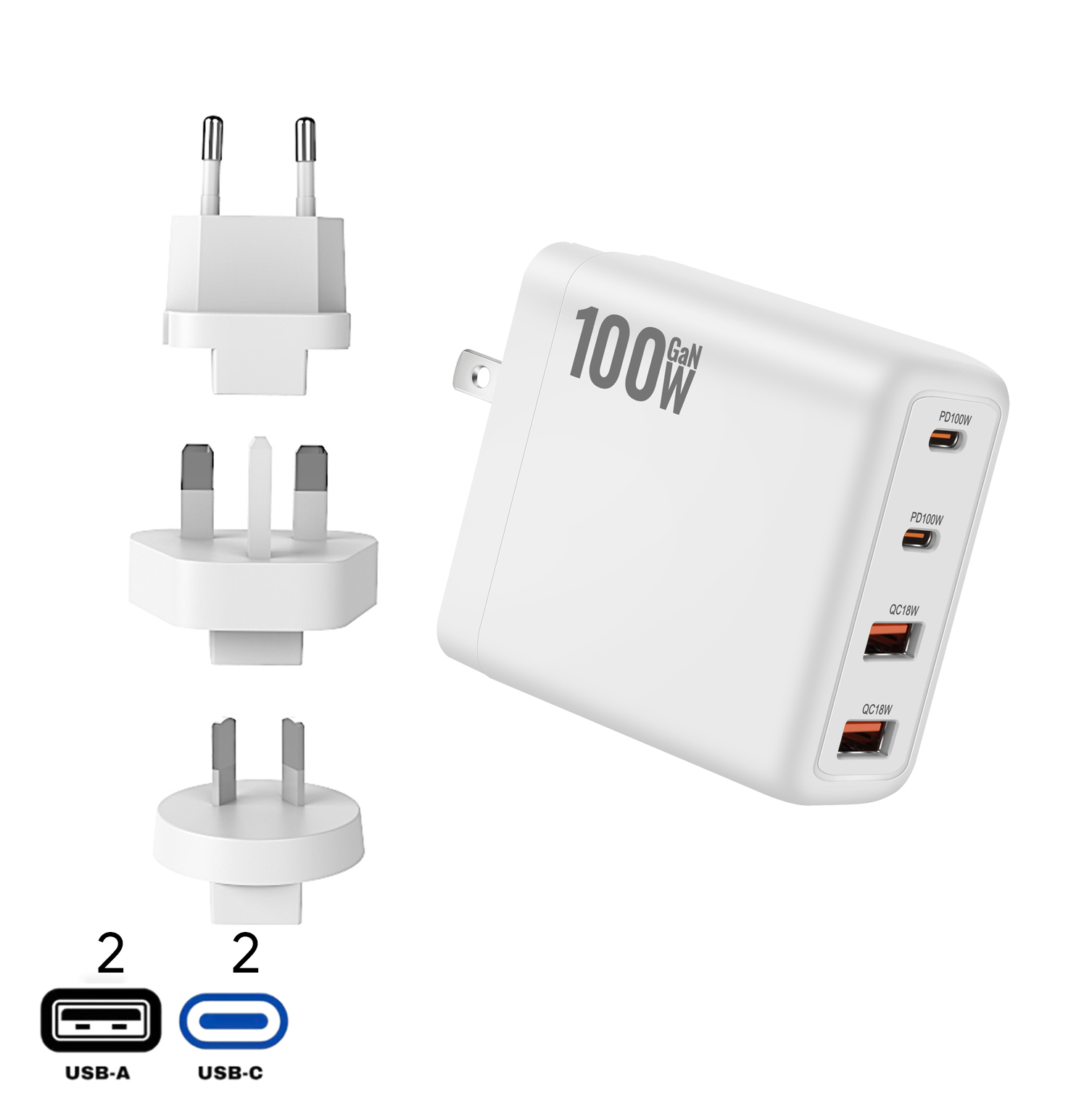 100W Wally GaN Travel Adaptor cum Wall Charger
