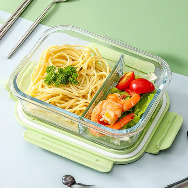 1040ml Glass Lunch Box with 2 Compartments