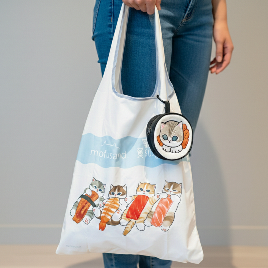 2-in-1 Embroidery Zipper Pouch Tote Bag