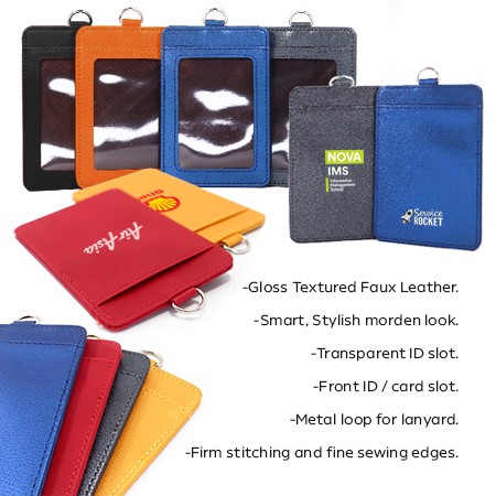 Gem Faux Leather Slim ID Tag Holder
