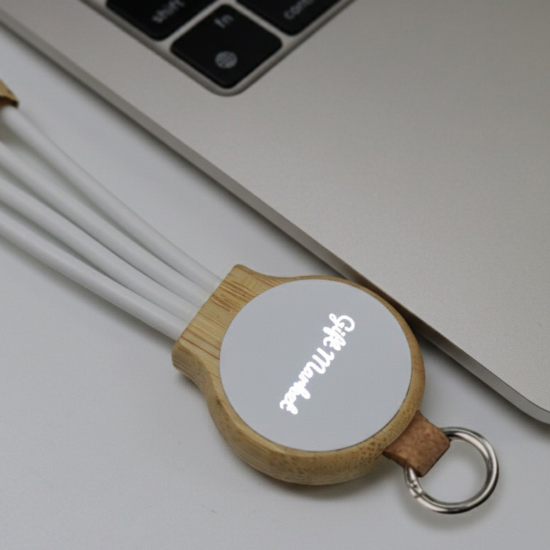 18W Bamboo Charging Cable with Keyring