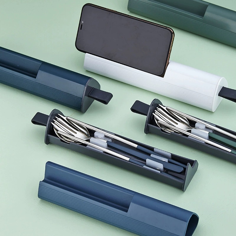Stainless Steel Cutlery Set with Phone Holder