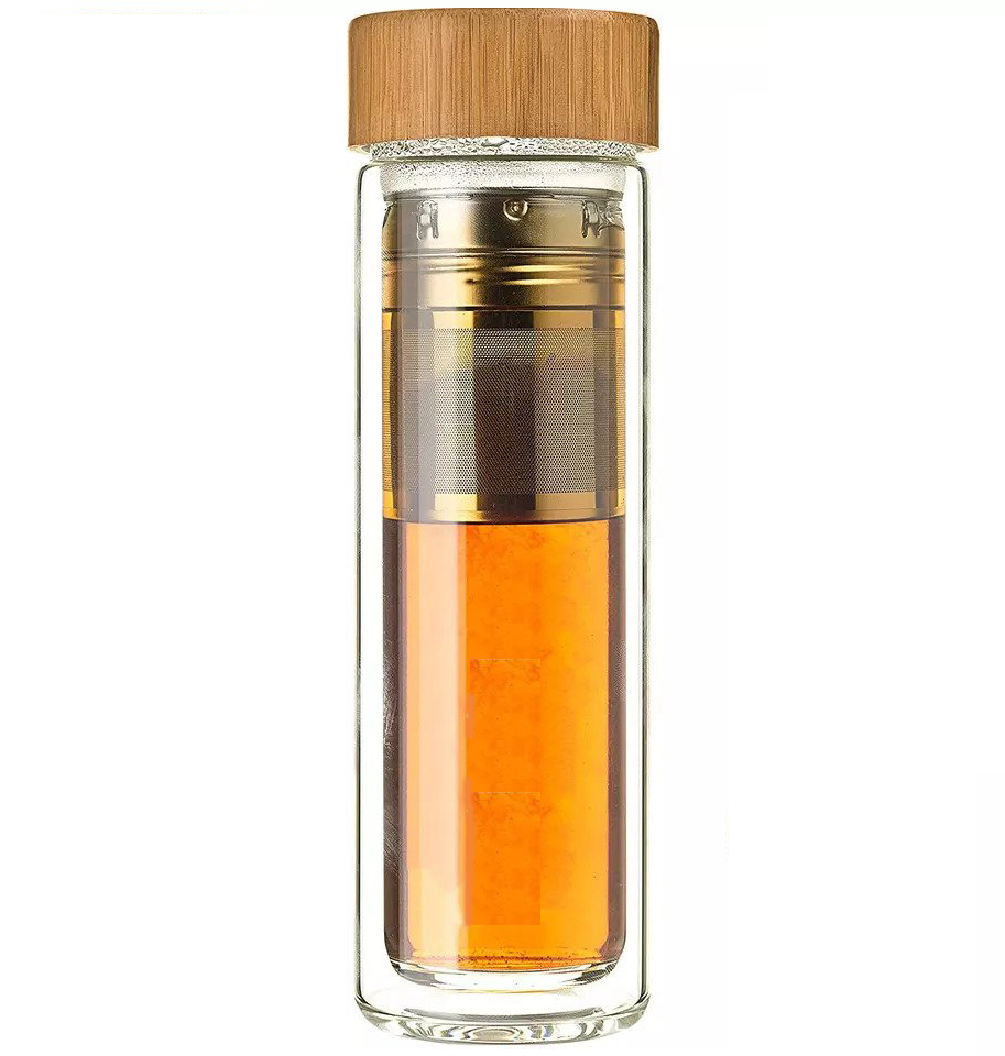 400ml Glass Bamboo bottle with Tea Infuser