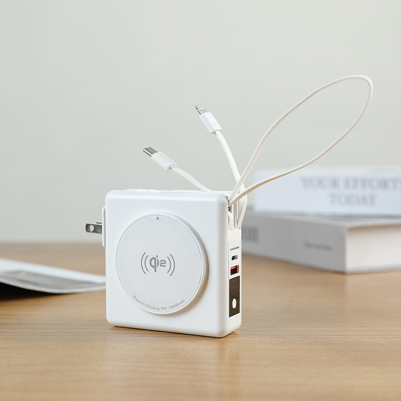 10,000mAh Magnetic Wireless Powerbank with Wall Plug