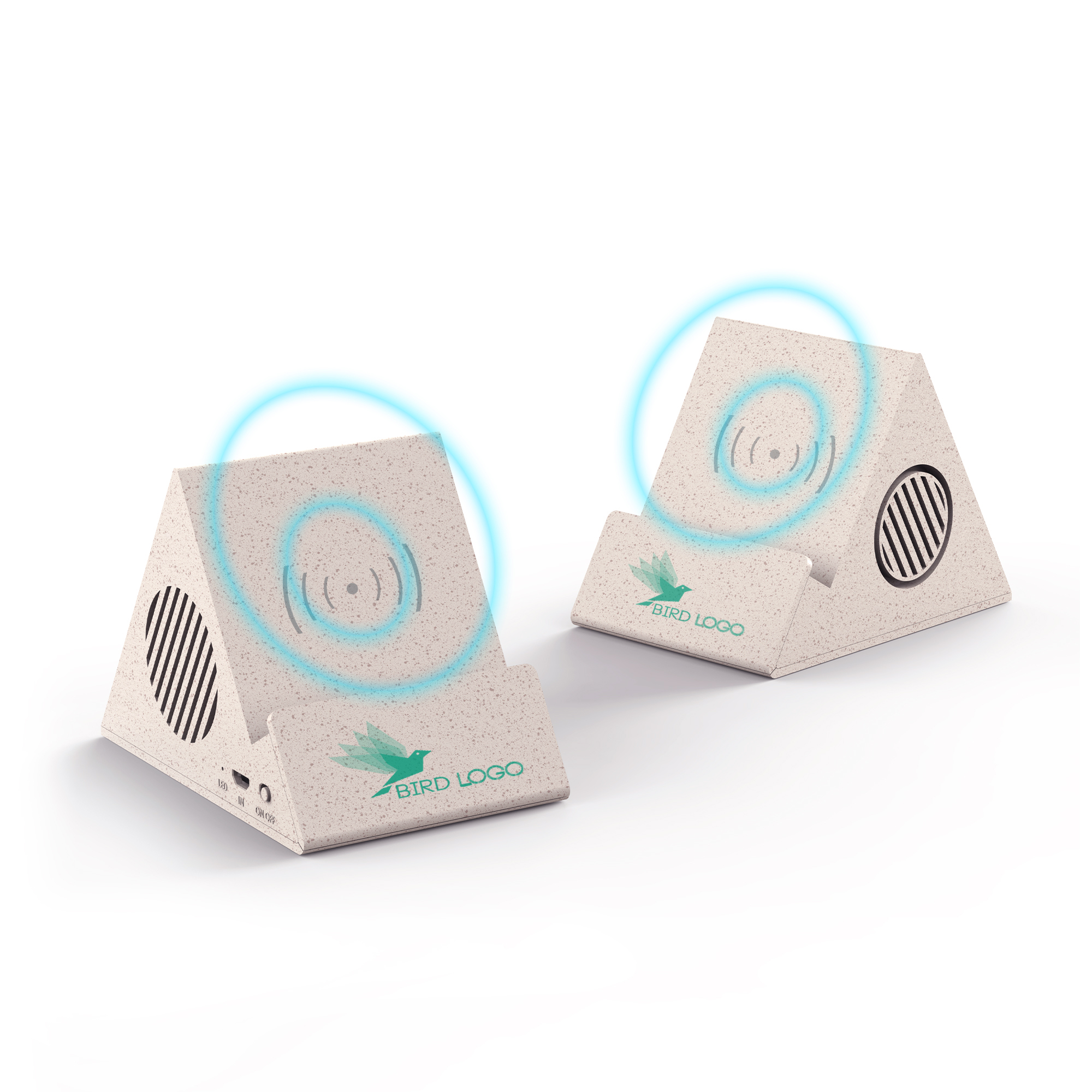 Wheat Straw Wireless Charging Bluetooth Speaker with Phone Stand