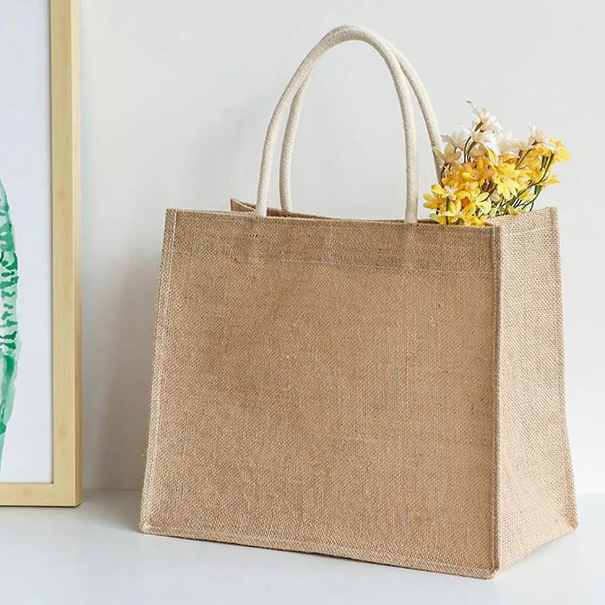 Small Laminated Jute Tote Bag
