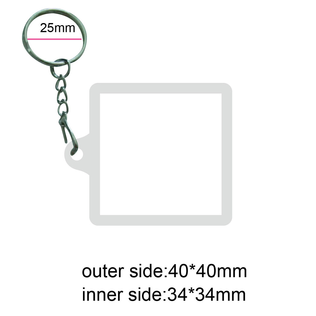 Acrylic Keychain - Custom Keychains - 40 x 40mm