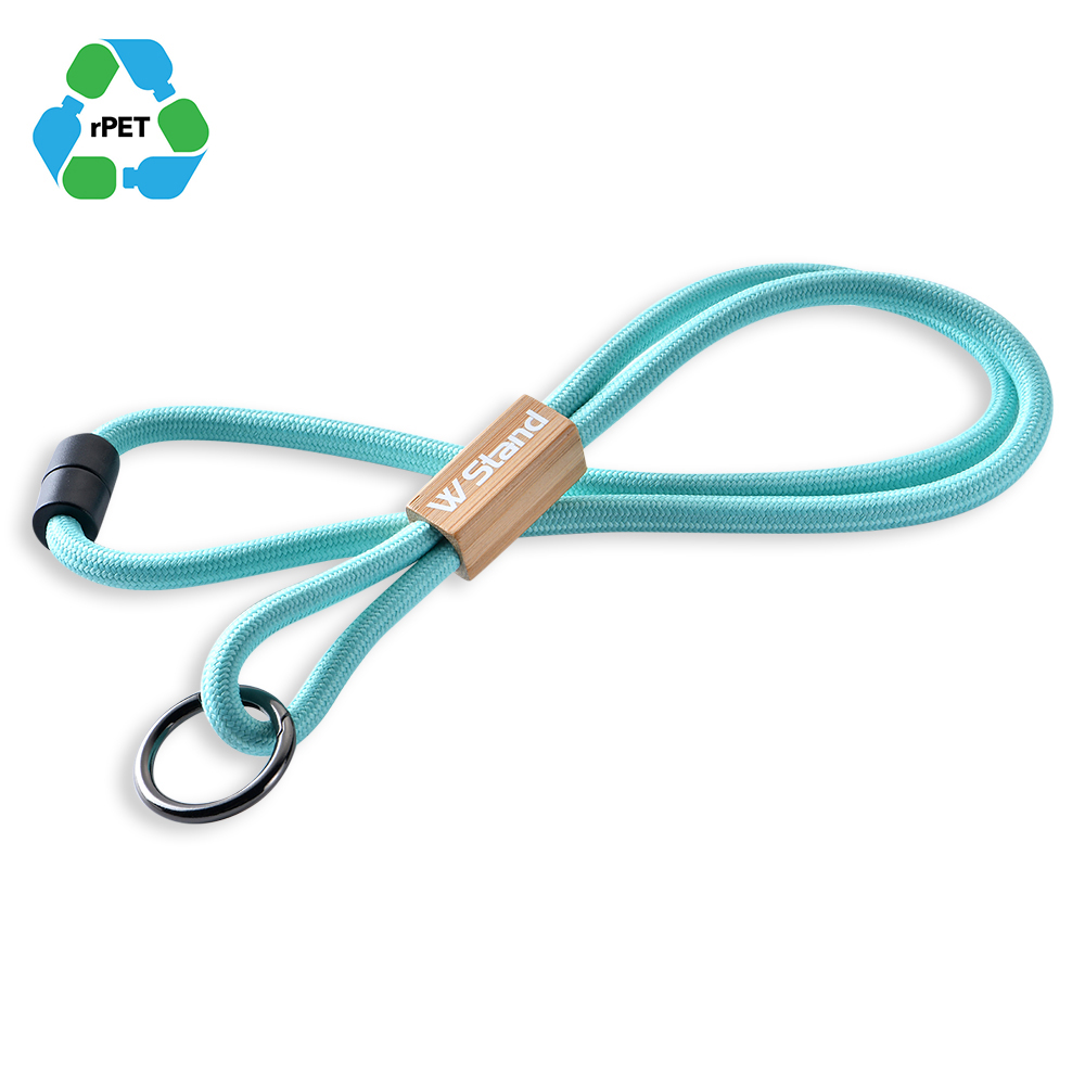 RPET Lanyard with Bamboo Slider 