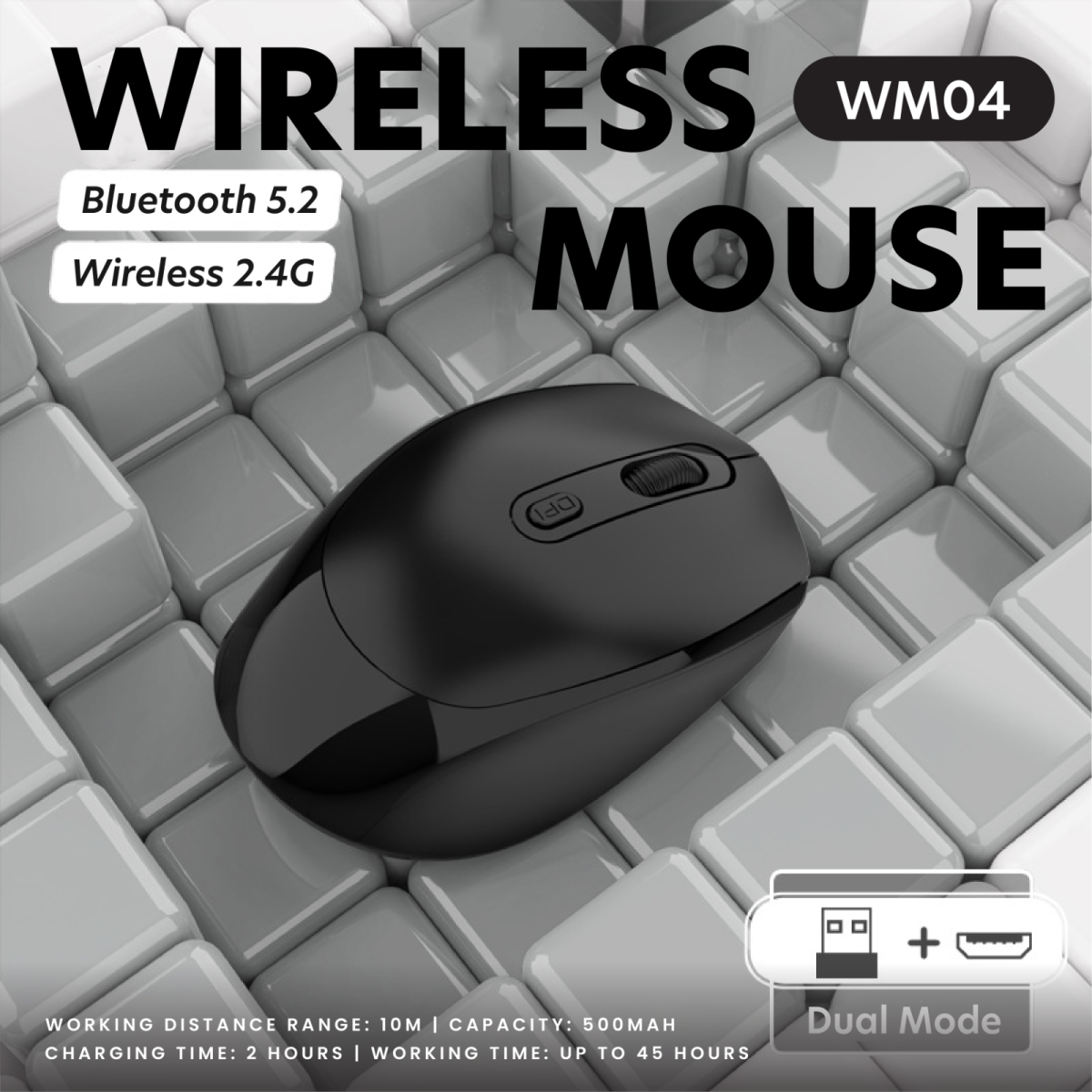 Rila High Performance Bluetooth Wireless Mouse (Rechargeable Battery)