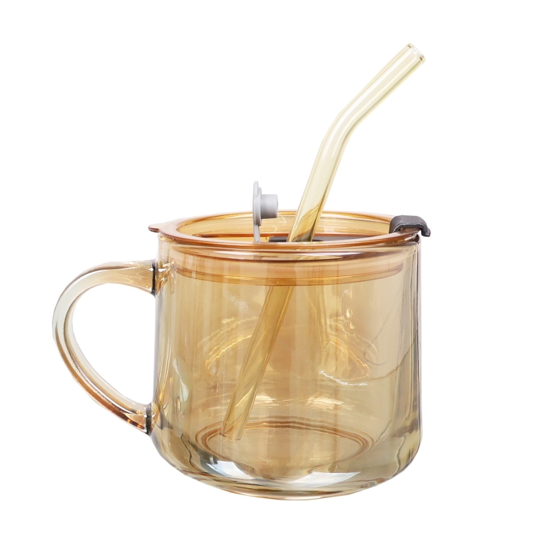380ml Lora Glass Mug with Straw