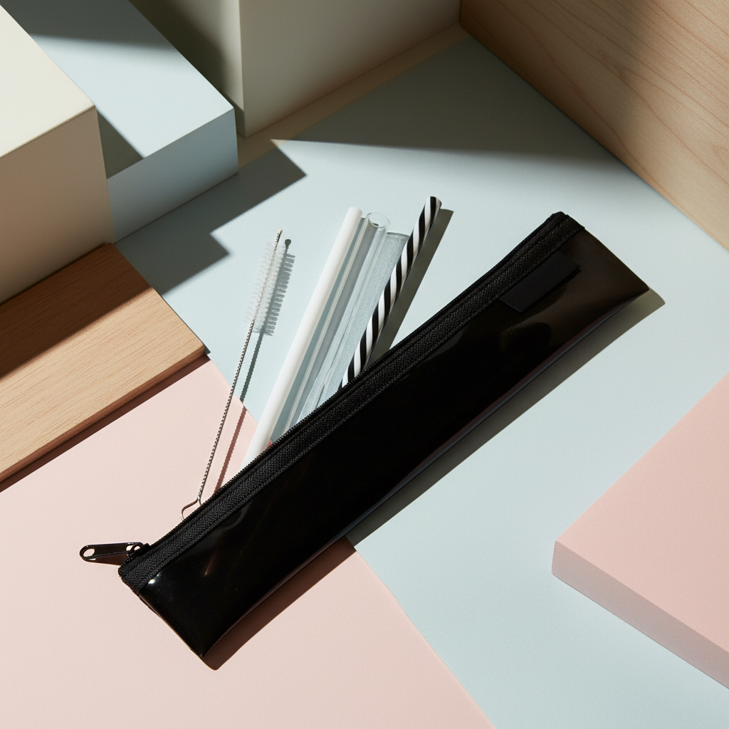 Reusable Plastic Straw Set