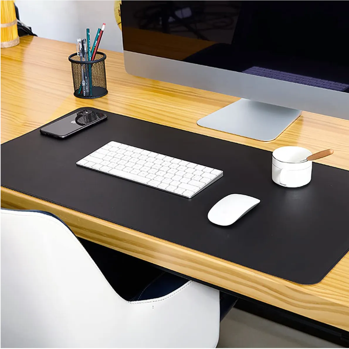 Double-Sided Leather and Cork Desk Mat